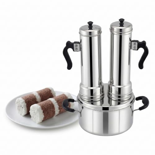 Image of Nakshathra Stainless Steel Puttu Maker with Steamer, Puttu Kudam, 2 Puttu Pipe & Free One Extra Pipe, Gas & Induction Compatible, Durable Food-Grade Rice Cake Maker