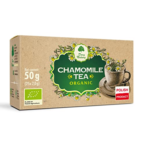 Organic Camomile Tea BIO (25 x 2,5 g) - DARY NATURY Chamomile/Digestion & Sleep Easy Tea/organic wild chamomile flowers/Relaxing tea