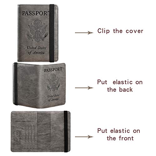 Passport Holder Cover Wallet Rfid Blocking Leather Card Case Travel Document Organizer(Coffee Grey) #TOP4