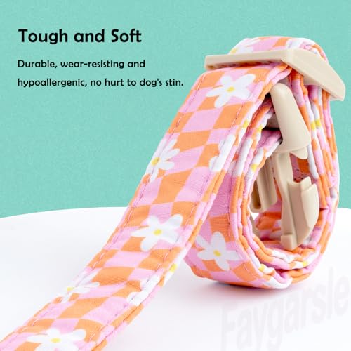 Faygarsle Floral Dog Collar, Pink and Orange Pattern with White Flowers, Spring Summer Design for Small Medium Large Dogs, M by Faygarsle - Used condition - Image 3