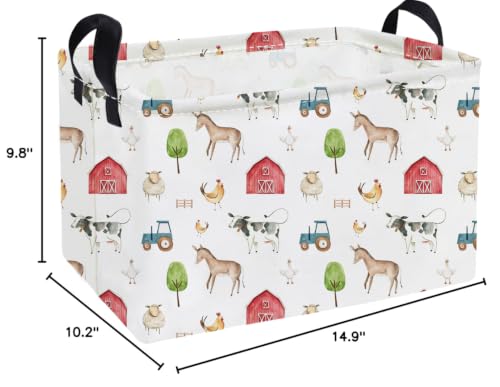 Image of Essme Rectangular Farm Basket,Cute Storage Bins with Handles for Room Decor,Shelf Basket.(Farm)