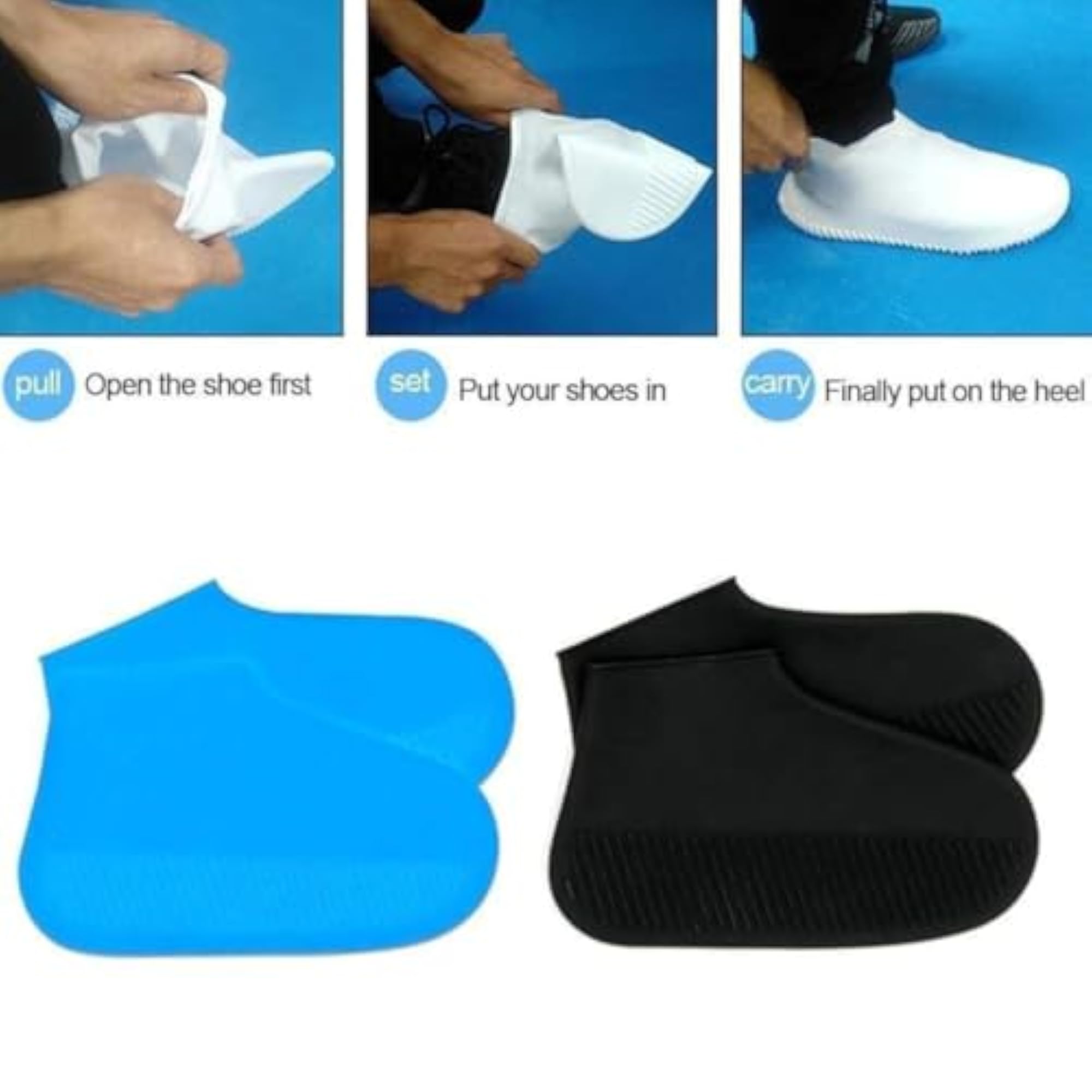 Silicone Waterproof Shoe Covers for Men & Women, Black