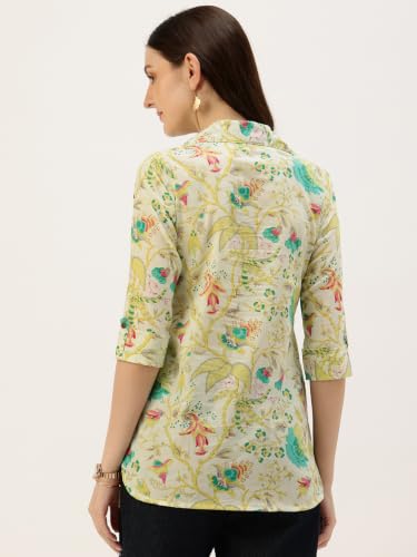 Image of feranoid Classic Collared Cotton Shirt with 3 /4 Sleeve for a Timeless Casual Look