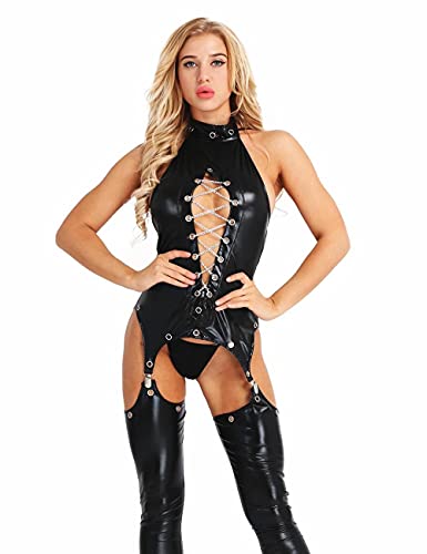 Lingerie sexy body noir entrejambe ouvert et G-string intégré 3XL
