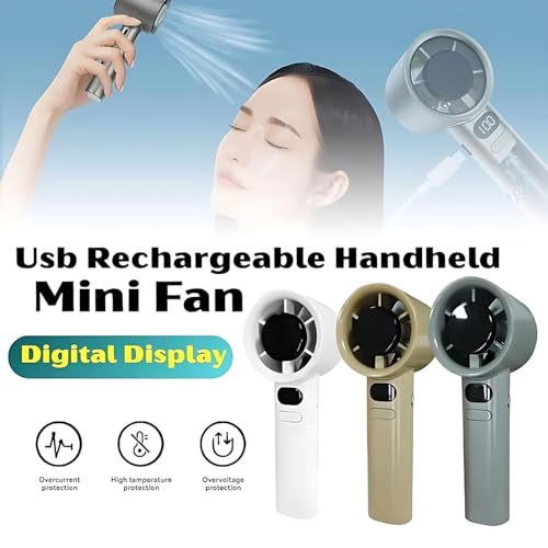 Image of Portable Handheld Fan 120 Speed Stepless Adjustable Mini Turbo Fan, Rechargeable 1800mAh Battery, LED Digital Display, Type-C Fast Charging Desk Fan for Travel & Office (Multi-Color)