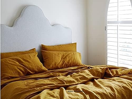 Mustard Color Washed Cotton Duvet Cover with Buttons - Mustard Duvet Cover Twin Full Double Queen King Toddler (Twin 68X90 Inches)