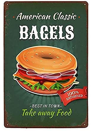 Lawenp Bagels Vintage Wall Decor Bar Decor Aluminum Sign for Home Kitchen Bar Funny Sarcastic Metal 8 x 12 Inches Tin Sign