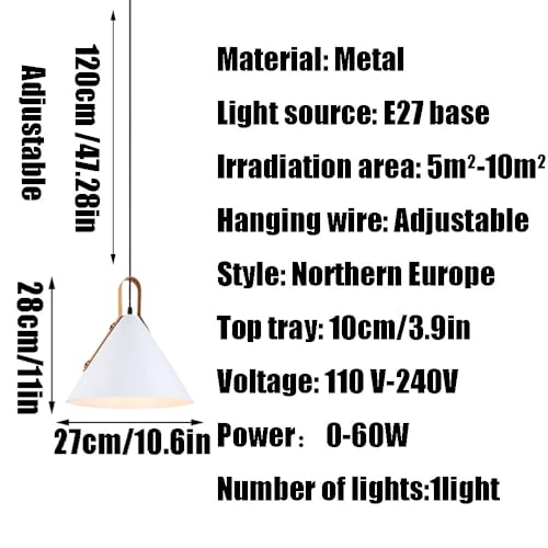 Lampe suspendue E27 en métal robuste à tête unique - 7