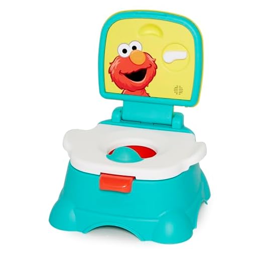 Sesame Street Elmo Hooray! 3-in-1 Potty Chair, Toilet Trainer, and Step Stool, Pretend Flush Handle, Gender Neutral Toddler Potty for Boys & Girls - Blue