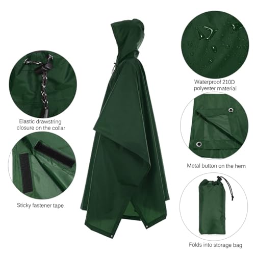 TOMSHOO Regenponcho Regenjacke Unisex, 3 in 1 Mehrzweck Regenmantel Camping Zelt und Decke mit Aufbewahrungstasche, Längere Krempe Regencape Wasserdicht für Camping, Wandern und mehr
