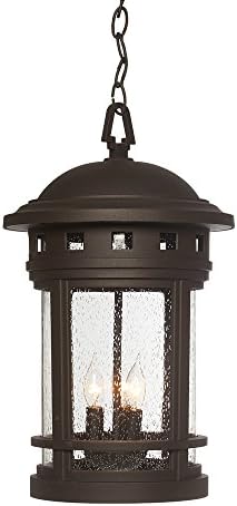 Designers Fountain 2394-ORB Sedona Outdoor Hanging Lantern, 19in H, Oil Rubbed Bronze with Clear Seedy Glass Shade
