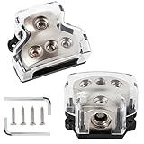 NuIth 2PCS 3 Way Zine-Alloy Power Distribution Block, 0/2/4 Gauge in 4/8 Gauge Out Auto Car Audio Distribution Connecting Block, 3 Way Ground Distribution Block for Audio Amplifier Splitter