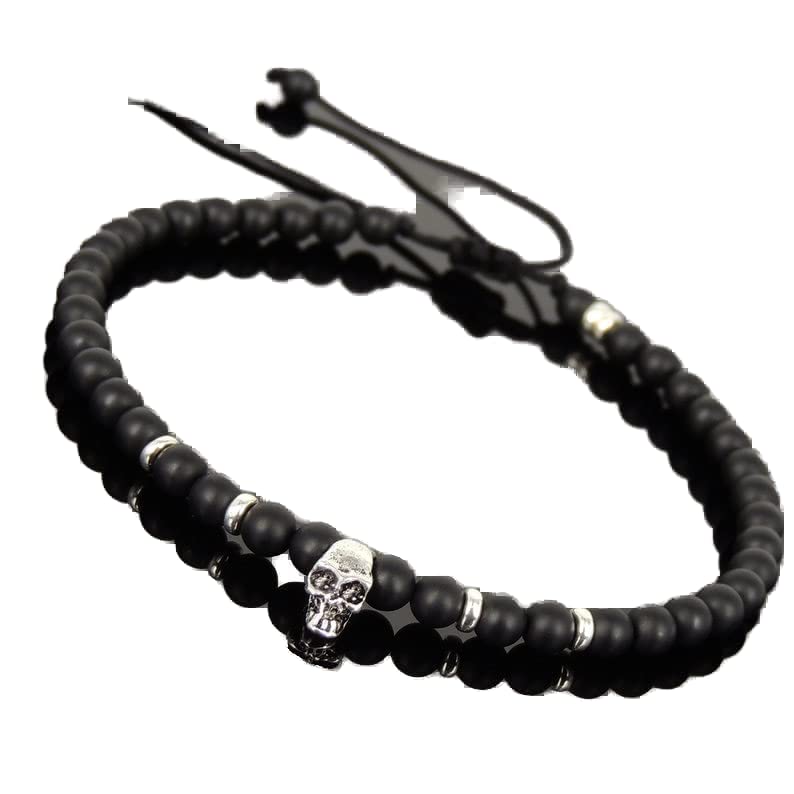 Bracelet en onyx noir mat pour méditation et yoga cordon ajustable