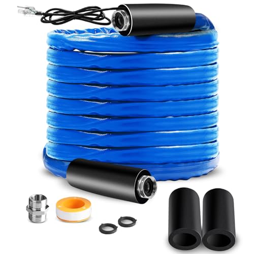 Dexepe 75 FT Upgraded Heated Water Hose with Storage Bag 5/8 Inch Inner Diameter with Energy Saving Thermostat Withstand Temperatures Down to -44°F Compatible with RV/Camper/Home/Garden -  TF-113-75FT-BL-LC