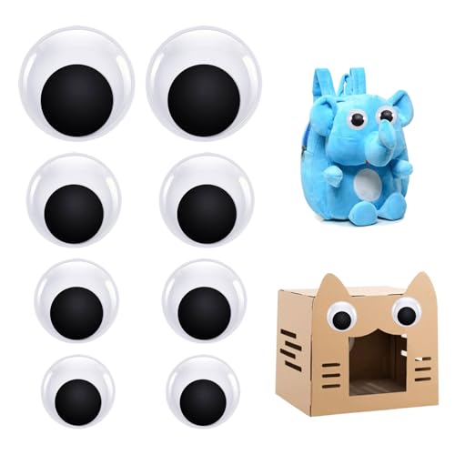 SOGHO 8 Stück Selbstklebend Wackelaugen,Wackelaugen Selbstklebend Groß,Selbstklebende Wackelaugen,45mm Kunststoff Puppe Augen Kulleraugen Selbstklebend Aufkleber Für DIY Scrapbooking Handwerk