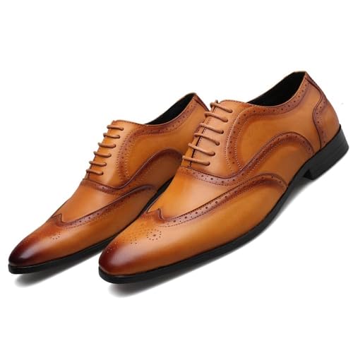 Men's Lace up Brogue Dress Shoes Genuine Leather Large Size Business Casual Formal Office Work Trendy Comfortable Footwear2