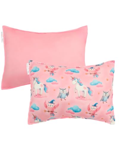 Image of ALVABABY Toddler Pillowcases Stretchy Soft Fit 13 inchx 18 inch or 12 inchx16 inch Kids Pillow Cover Envelope 2 Pack for Girl Boy Travel