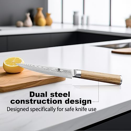 Brodark Damascus Paring Knife 5.5 Inch,Professional Japanese Utility Knife With Olive Wood Handle,Ultra Sharp Fruit Carving Knife,Kitchen Gadget For Precise Cutting,Gift For Father's Day #TOP2