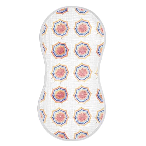 xigua Colorful Beach Umbrellas Muslin Baby Burp Cloths Set of 2, Super Soft & Absorbent Burping Rags, Cotton Burp Clothes Shower Gift for Newborn, Baby Girls and Boys