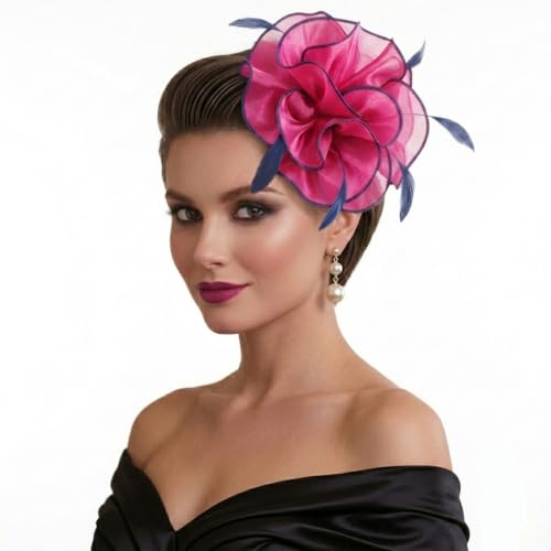 Image of DRESHOW Fascinators Hat Tea Party Headwear Ribbons Feathers on a Headband and a Clip for Women