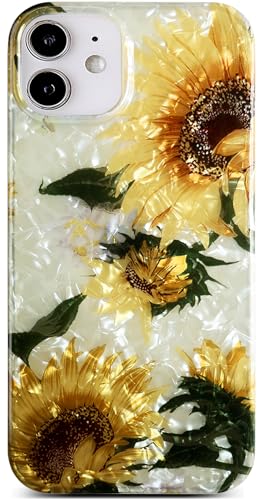 Qokey Compatible for iPhone 12/iPhone 12 Pro Case Sunflower, 6.1 Inch