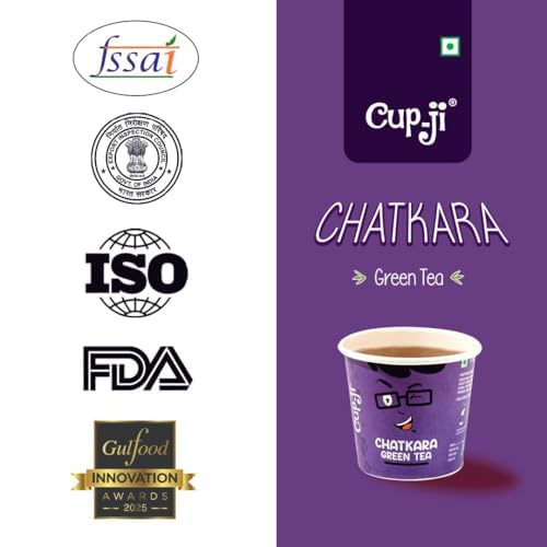 Image of Cup-Ji Ready to Sip Chatkara Green Tea | Improves Digestion | Guilt-free | Non Bitter & Whole Leaf Green Tea | No Calorie | Pack of 2 with 210 ml Cup Size