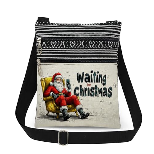 XiaoGalaee Santa Claus Adjustable Strap Women Crossbody Bag Waiting for