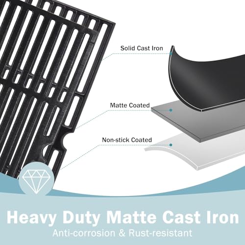 Image of Criditpid Grill Replacement Parts for Charbroil 463340516 463370519 463370516 463278418, Cast Iron Grill Grates, Burners, Igniter, Heat Plates, Crossover Tubes Kit for Charbroil Gas2coal 463336818.