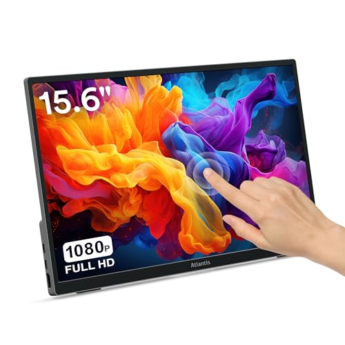 Atlantis Monitor Portatile TouchScreen 16 Pollici, 1080P Full HD 1920x1080, HDMI/Type_C, Speaker 2x1W, Inclinazione Regolabile, display IPS, per Notebook/Console/ 170/170,Cavo HDMI 1,5m/Type_C,  1Kg.