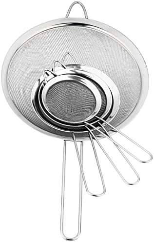 Rasfihip 4pcs/set Stainless Steel Wire Fine Mesh Oil Strainer Flour Colander Sieve Sifter Pastry Fine Mesh Strainer For Baking Kitchen Accessories