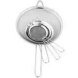 Rasfihip 4pcs/set Stainless Steel Wire Fine Mesh Oil Strainer Flour Colander Sieve Sifter Pastry Fin