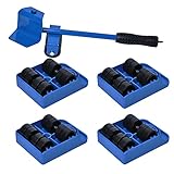 Elevador de Muebles con Ruedas, Juego de Herramientas de Muebles Pesados para Mover Sofás y Refrigeradores Máximo Carga 200 kg/440Libras por Poweka (Azul)