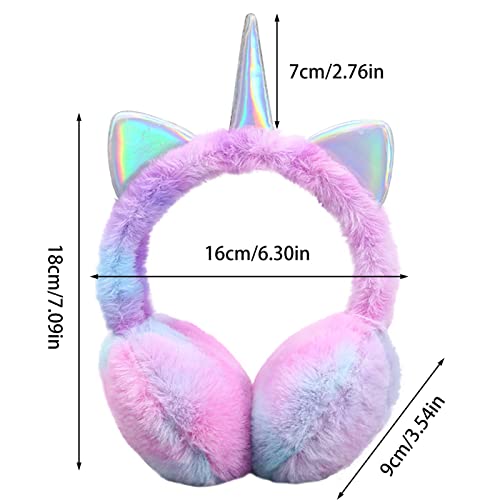 Chuangli Winter Unicorn Earmuffs, Cute Cartoon Earmuff Rainbow Ear Warmers For Girls/Women's Gift #TOP3
