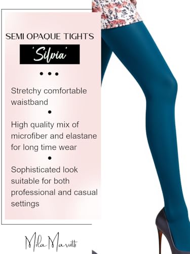Image of Mila Marutti Tights for Women - Elegant and Comfortable Tights for Women - Semi Opaque Hosiery Stockings - Ocean Blue, S