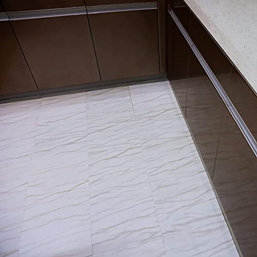 auxua Peel and Stick Floor Tile White Marble Vinyl Flooring 12"x12" Durable Waterproof Non-Slip Granite Vinyl Tiles Self Adhesive Removable for Kitchen Living Room Bedroom Bathroom 24 Pcs - Thumbnail 2
