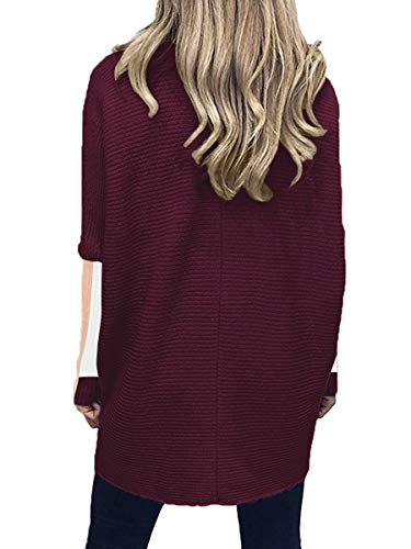 Image of ANRABESS Women's Turtleneck Long Batwing Sleeve Oversized Tunic Sweater Fall Jumper Pullover A87jiufenbai-XS