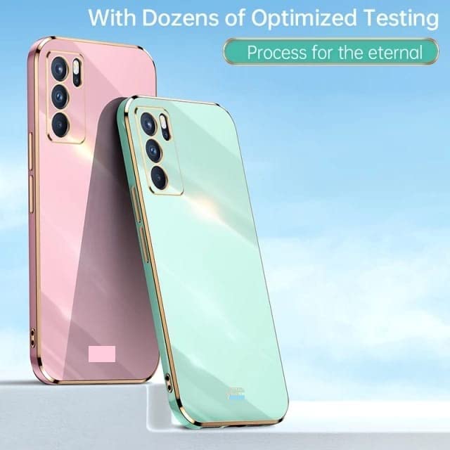 Image of Apurb Store for Oppo Reno 6 Pro 5G Plating Square Gold Frame Phone Case Luxury Soft Silicone Back Cover (for Oppo Reno 6 Pro 5G, Mint Green)