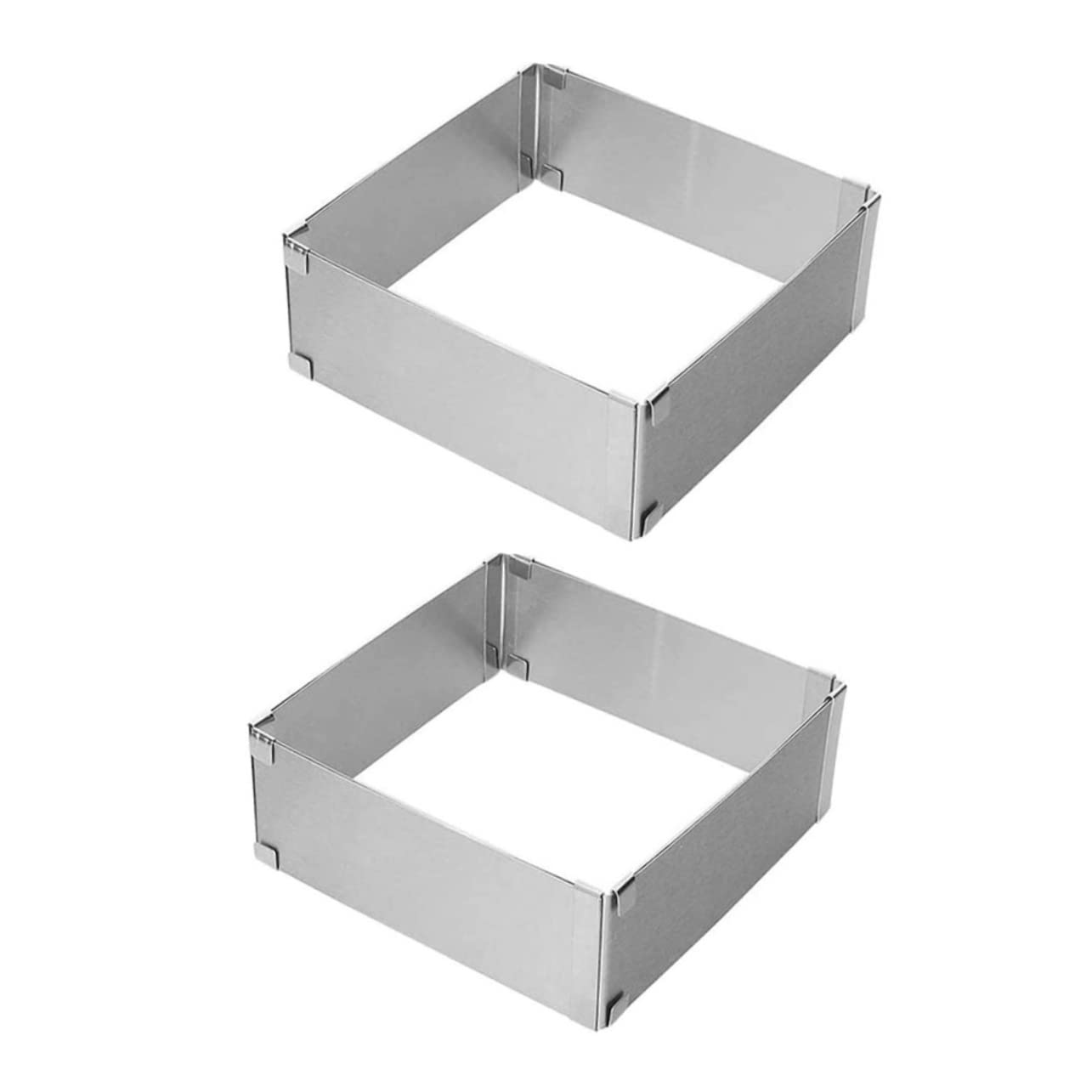Mikinona 2pcs Stainless Steel Square Cake Mold Mousse Baking Tool Easy to Demould for Cakes Pastry Baking Supplies for Desserts