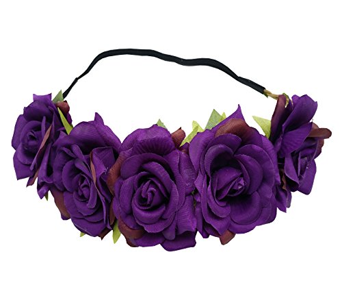 Sanrich Rose Flower Crown Headband (purple, Fake Flower, Maternity Photoshoot, Realistic Hair Wreath, Women, 1 count)