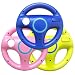 Jadebones 3pcs Blue Pink Green Mario Kart Steering Wheel with Wrist Strap for Nintendo Wii