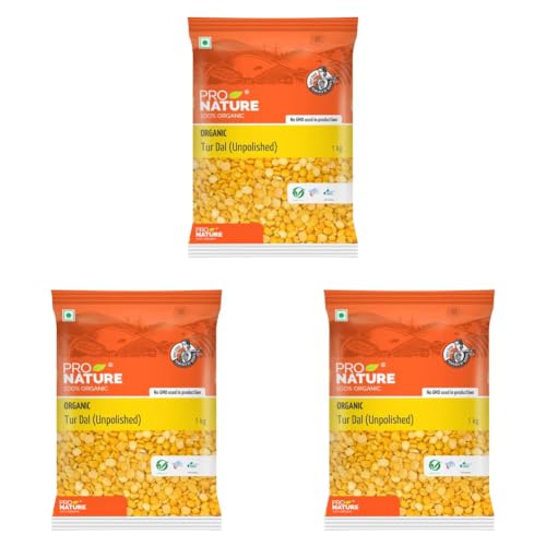 Image of Pro Nature 100% Organic Tur Dal /Arahar Dal - 1kg (Pack of 3)