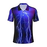 MENRIAOV Mens Short Sleeve Polo Shirts Lightning Thunder Storm Button Collared Golf Shirts Tennis T-Shirt Tops Medium