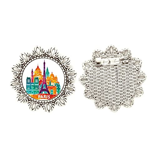 Broche de plata Castle Paris France flor accesorio joya mujer mediana