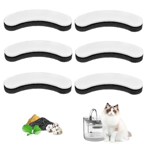 ANBOO 6 Pièces Filtre Fontaine eau Chat Compatibles avec WF050, Filtres de Fontaine à Eau pour Chat Douce, Filtre Charbon Actif