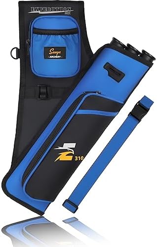 SUNYA Archery Hip Quiver for Arrows. Includes 3 Tubes Arrow Holder, Accessories Pockets and Waist Belt. Fit for Compound and Recurve Bow Practice.