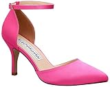 Duosheng & Elegant High Heel Pumps Satin Ankle Strap Riemchen Hoch Spitze Zehen Satin Partei Abendschuhe Hochzeitsschuhe Brautschuhe Rosa Gr. 39