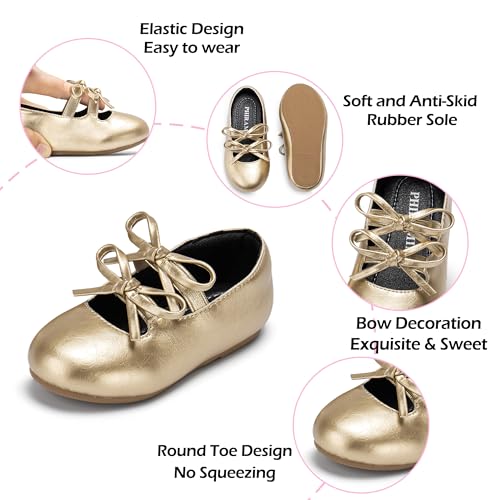 Image of PHIRAMIN Toddler Flower Girl Dress Shoes - Little Girl Mary Janes Flats Wedding