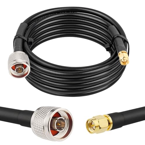 Image of MOOKEERF KMR240 N Male to SMA Male Cable - 12FT Ultra Low Loss SMA to N Cable 50 ohm for WiFi Router /GPS Receiver /Antenna /Signal Booster Use