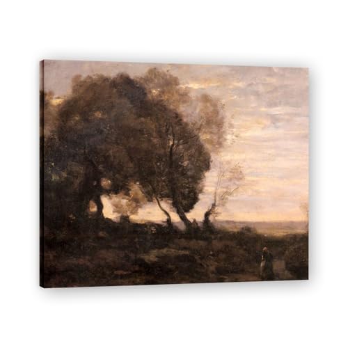 Tableau paysage Barbizon encadré | Toile art classique français vintage 60x72cm