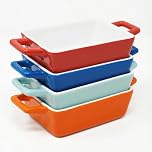 Joeji’s Kitchen Mini Rectangle Ceramic Baking Dishes Set of 4, 325 ml Individual Oven Dishes for Lasagne, Pie, and Casserole